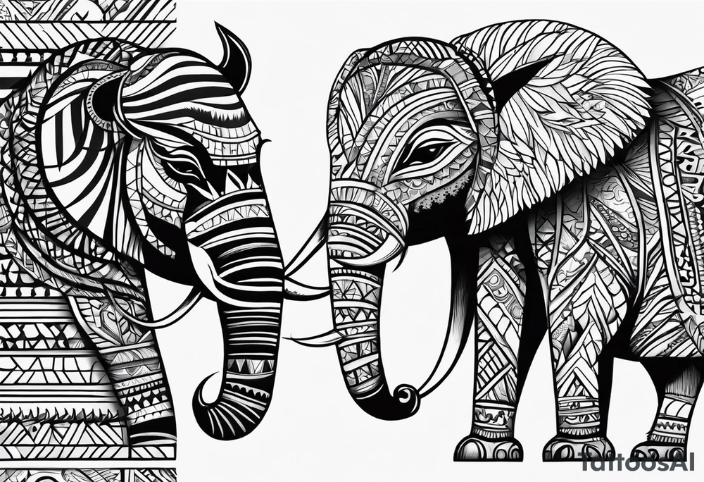 african, cultural, animal tattoo, abstract tattoo idea