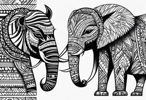 african, cultural, animal tattoo, abstract tattoo idea