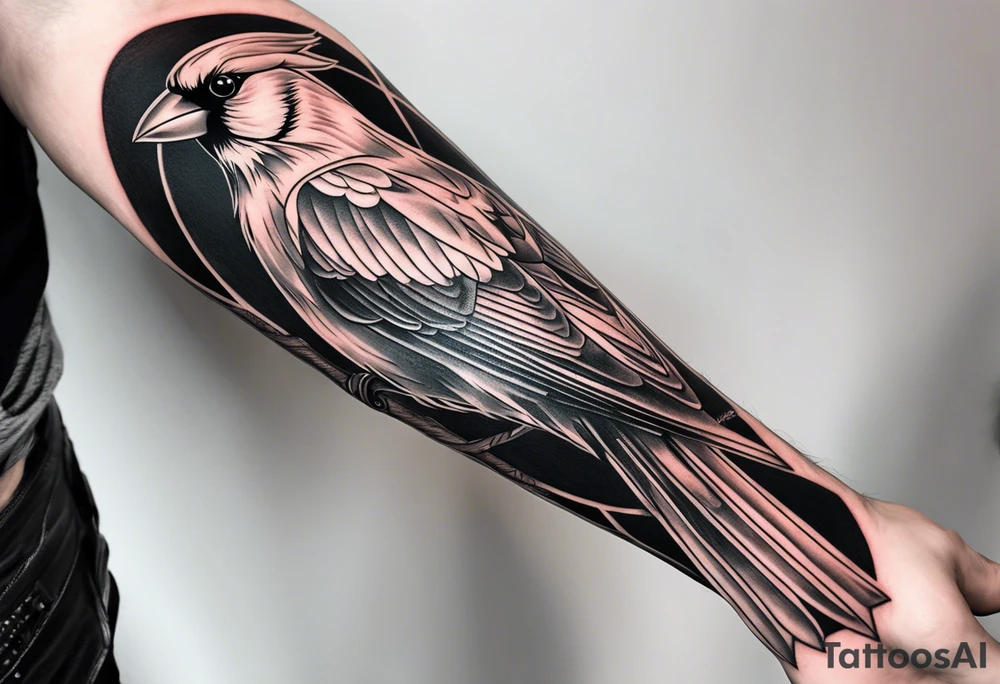 Men’s Forearm Tattoo with a cardinal and roman numerals tattoo idea