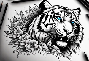 Tiger with blue eyes tattoo idea
