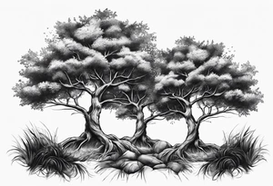 Three small trees together by the roots tattoo idea