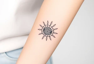 Fibonacci spiral shell sun tattoo idea