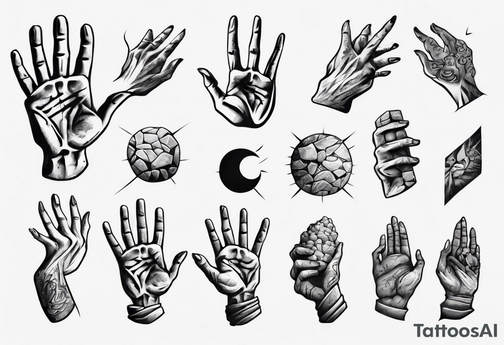Stone with two hands shaking on it tattoo idea