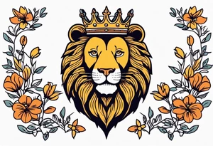 lion with crown on head


vintage tattoo style old school traditional bold color simple with flowers surrounded tattoo idea