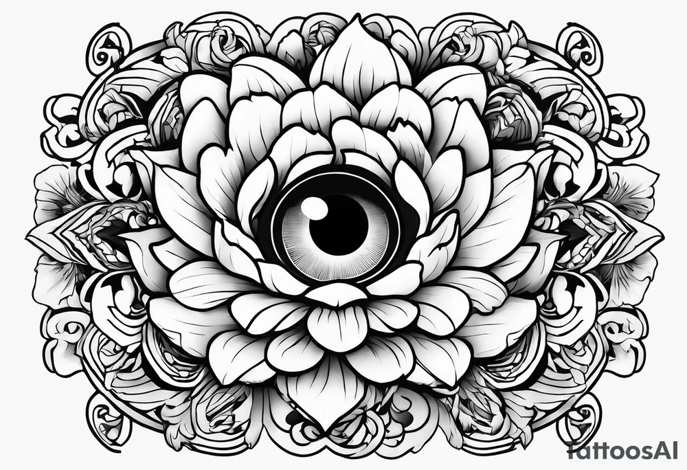 Peonies evil eye tattoo idea