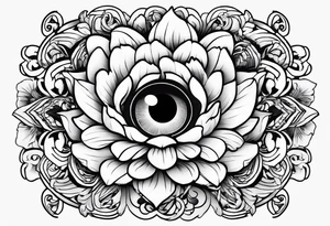 Peonies evil eye tattoo idea