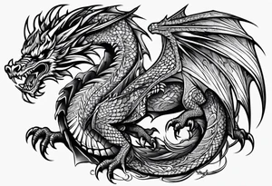 Dragon from mexican skull full body tattoo idea