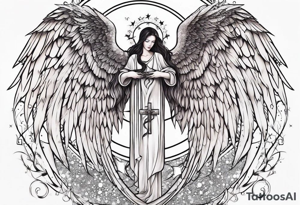 Constellation, Angel wing , animal  snow , cross tattoo idea