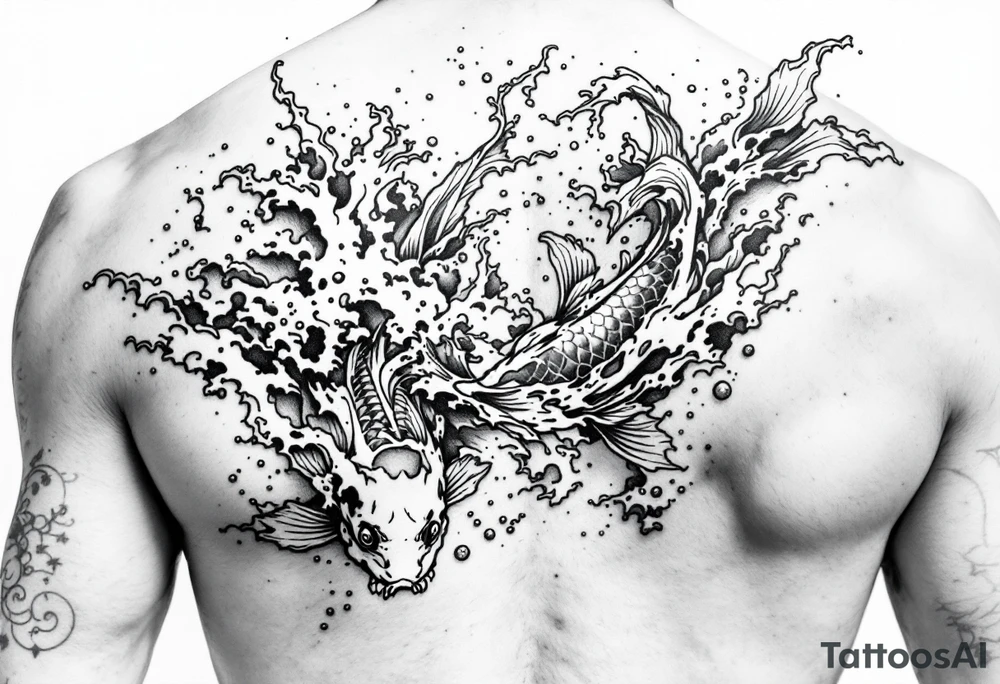 traditional koi fish swimming upstream through turbulent waves tattoo idea traditional koi fish swimming upstream through turbulent waves tattoo idea