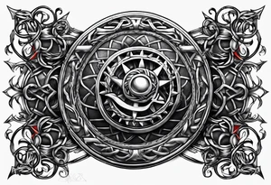 Valhalla sword shield barb wire chain tattoo idea
