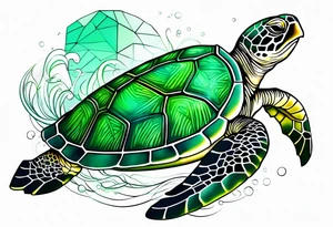 green sea turtle swimming tattoo idea