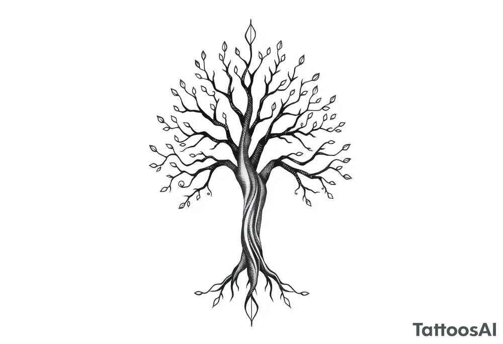 mystical tree of life tattoo idea