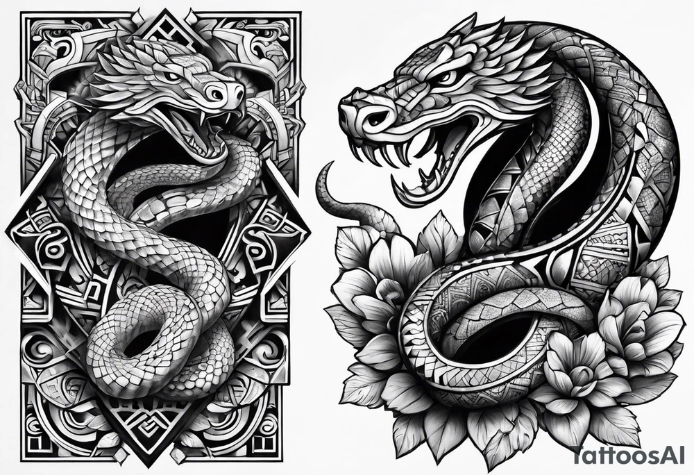 aztec snake sleeve tattoo idea