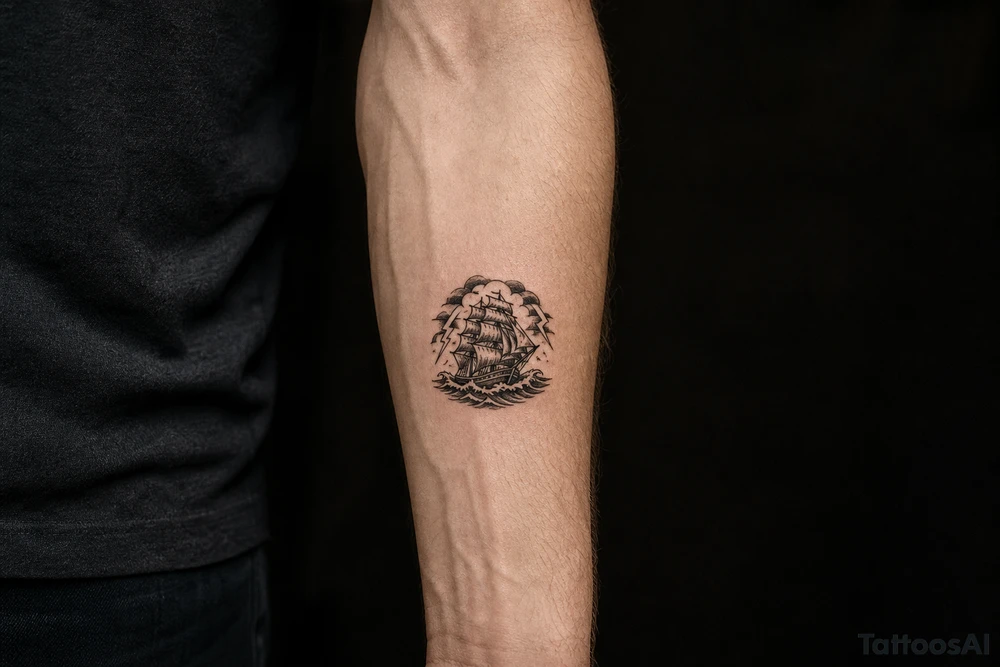 old ship in a storm tattoo idea