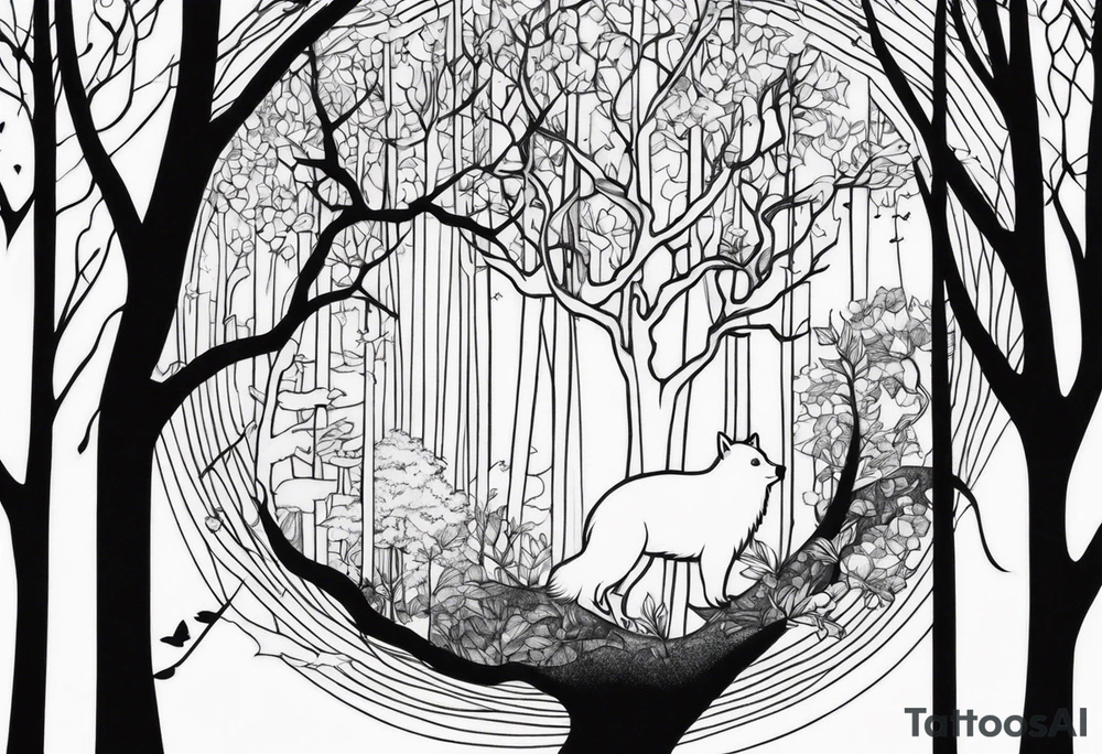 animals in trees tattoo idea