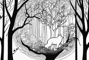 animals in trees tattoo idea