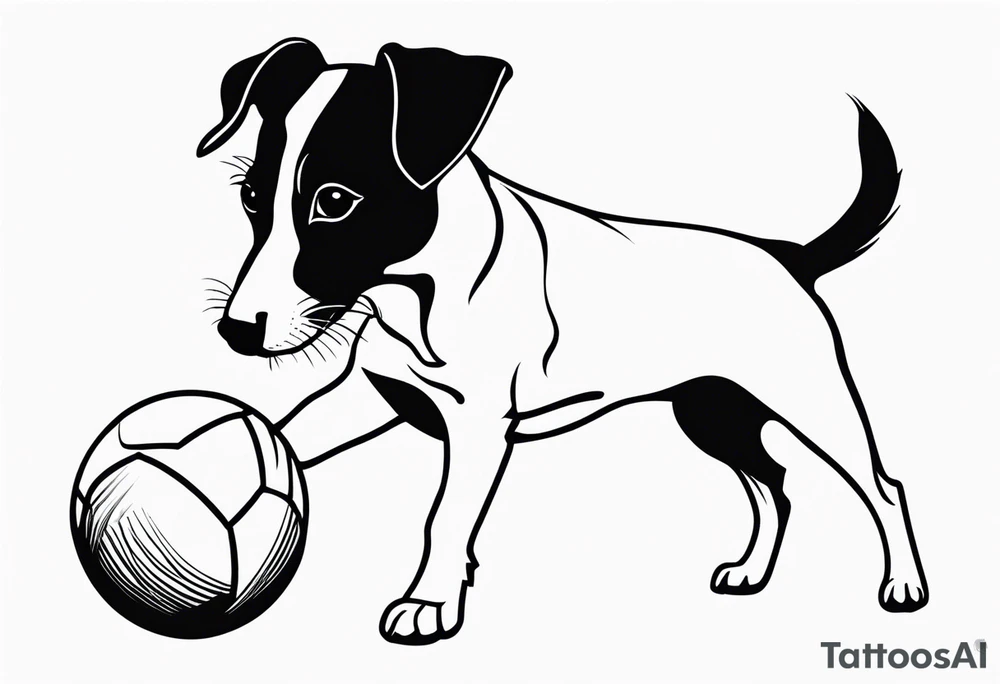 jack Russell with ball in its mouth tattoo idea