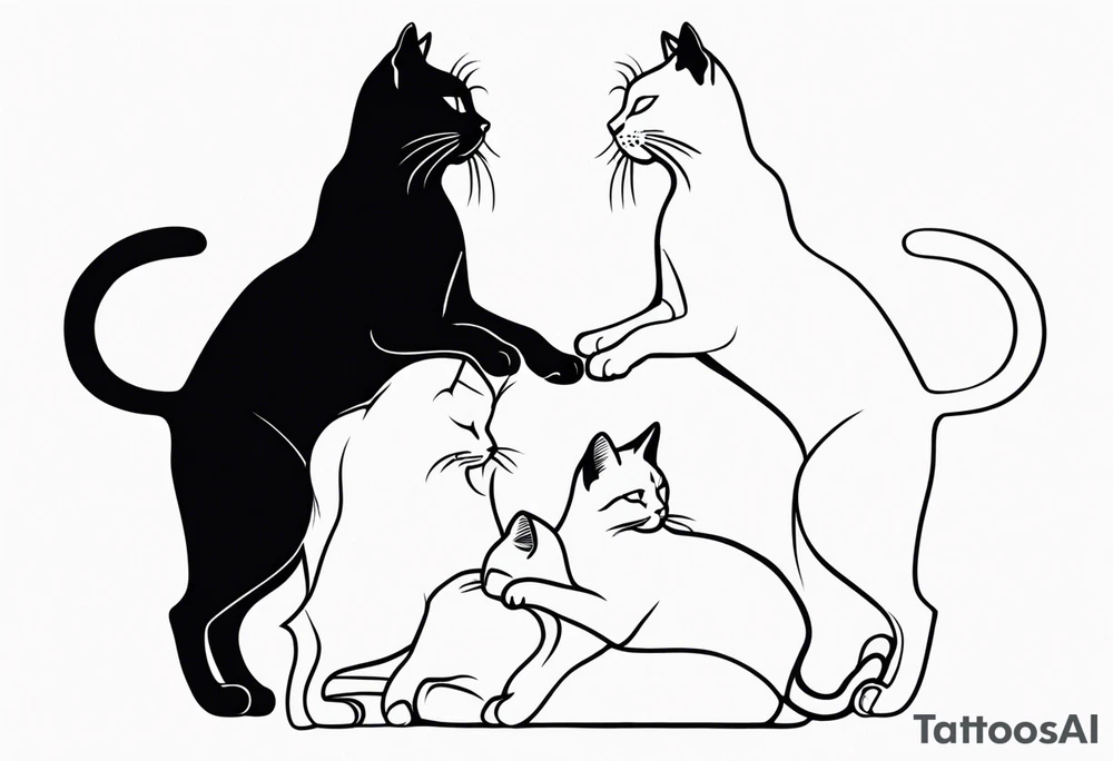 4 cats playing tattoo idea