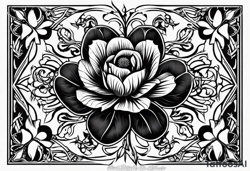 Scottish thistle, 4 leaf clover, Tudor rose tattoo idea