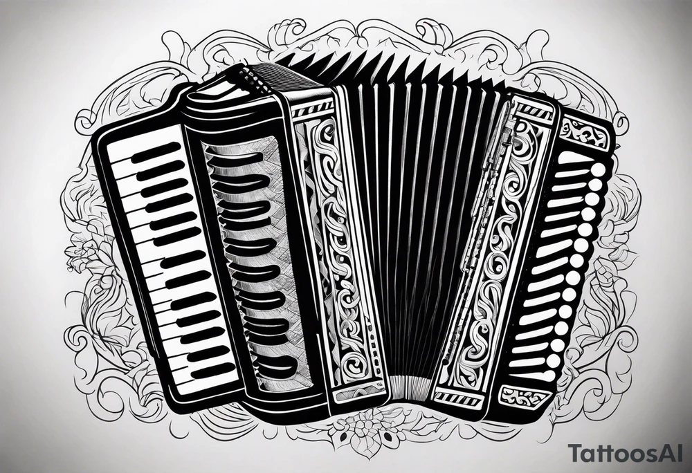 Accordion on a burn paper tattoo idea
