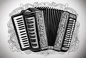 Accordion on a burn paper tattoo idea