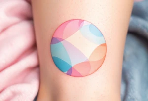A pastel-colored circle with soft pink, peach, and baby blue blending into each other. tattoo idea