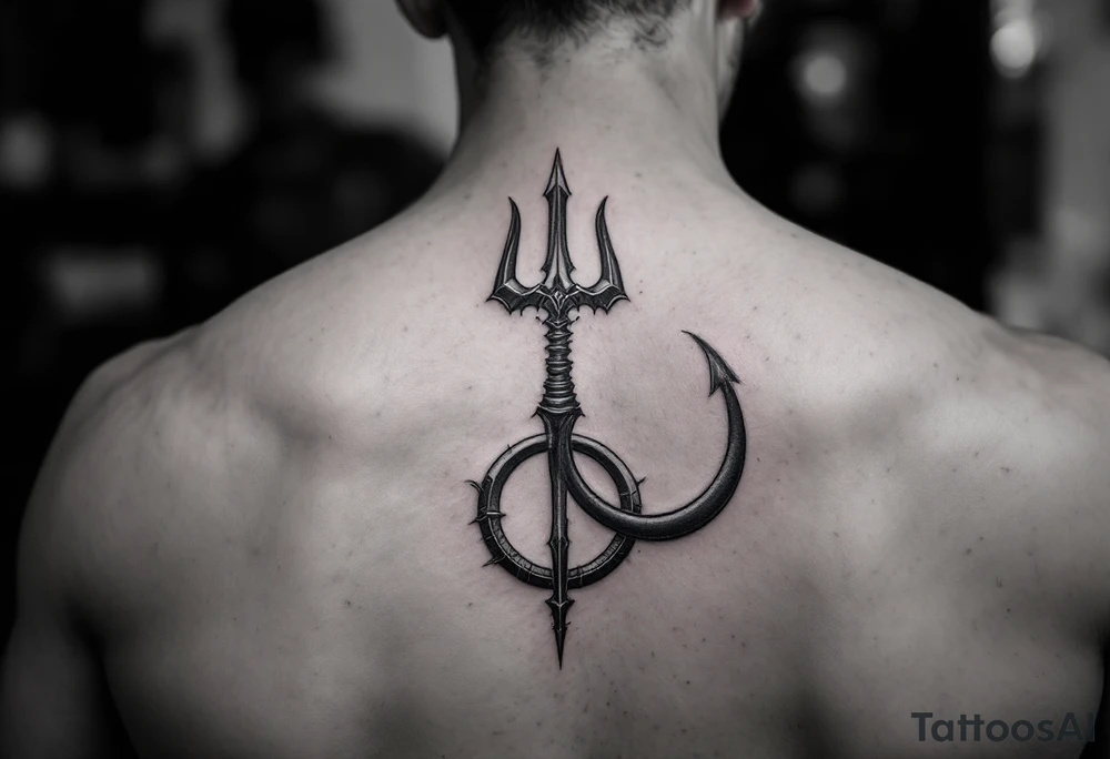 trident with large penis tattoo idea