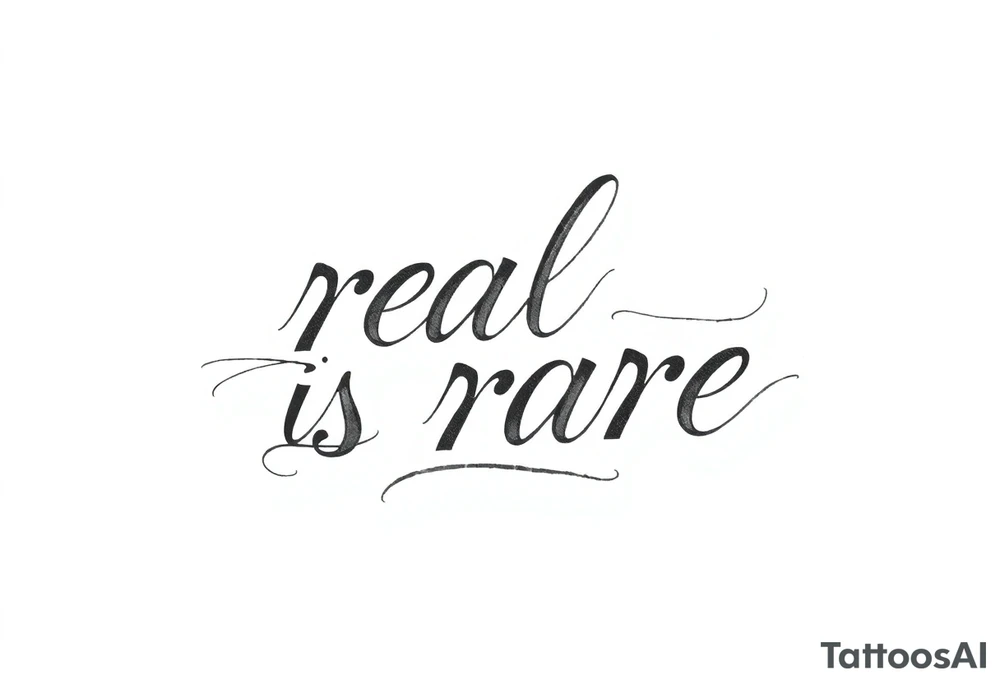 "real is rare" quote in sleky style tattoo idea