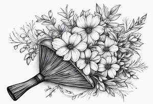 broom with flowers in the straw tattoo idea