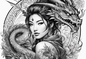 fit in one sheet warrior nymph with dragon tattoo idea