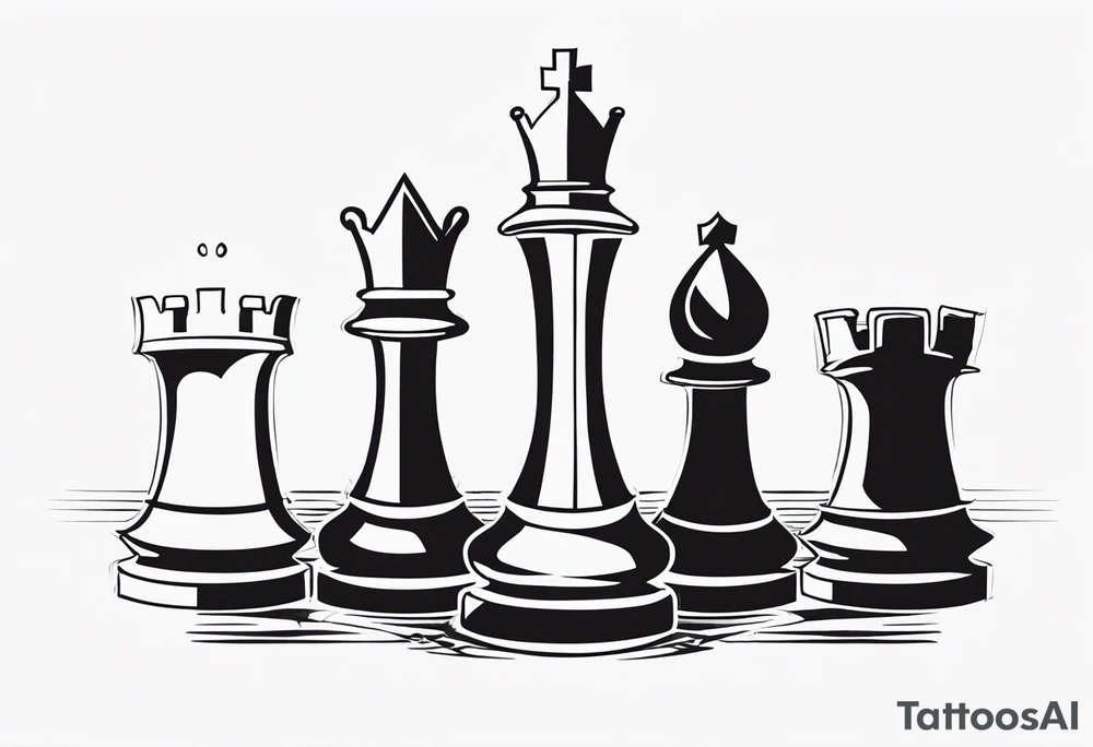 soft chess queen piece contour with letters M and W on the bottom tattoo idea