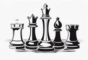 soft chess queen piece contour with letters M and W on the bottom tattoo idea