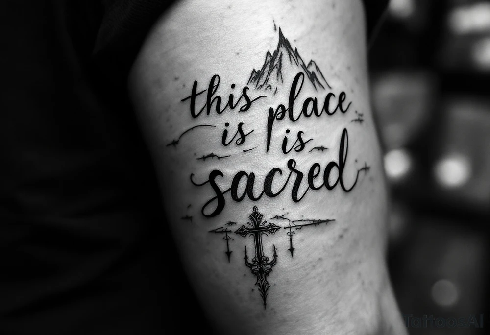Hand written writing that says “this place is sacred” tattoo idea
