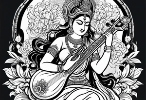 goddess saraswati tattoo idea