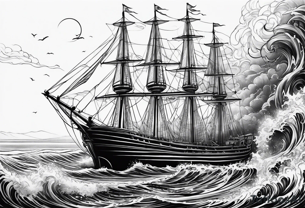 Celtic nautical scene, forearm, half sleeve tattoo idea