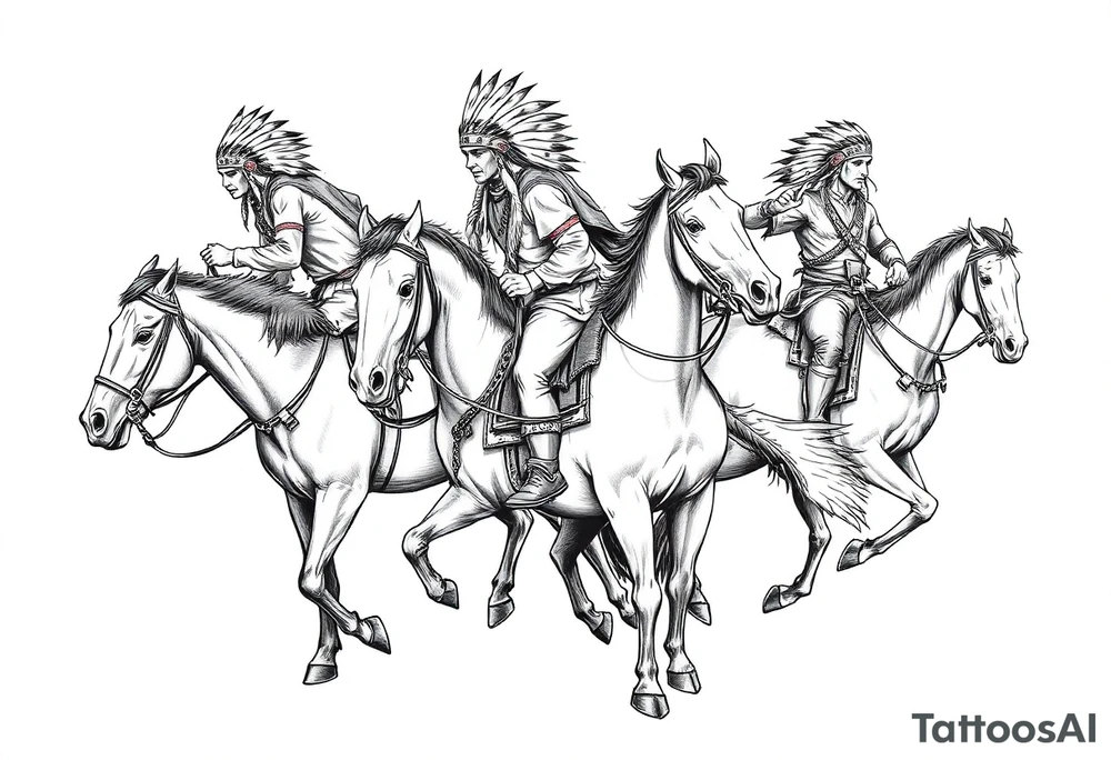 Native American warriors on horses tattoo idea