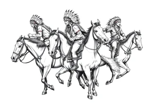 Native American warriors on horses tattoo idea