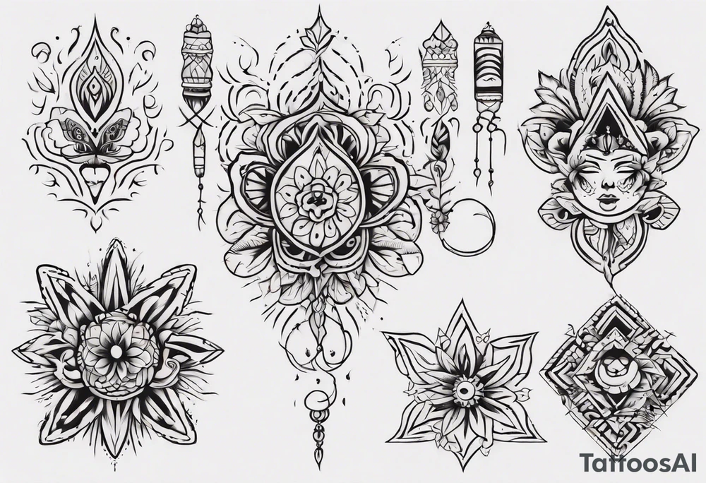 Minimalist Ornemental traditional henne style tattoo idea