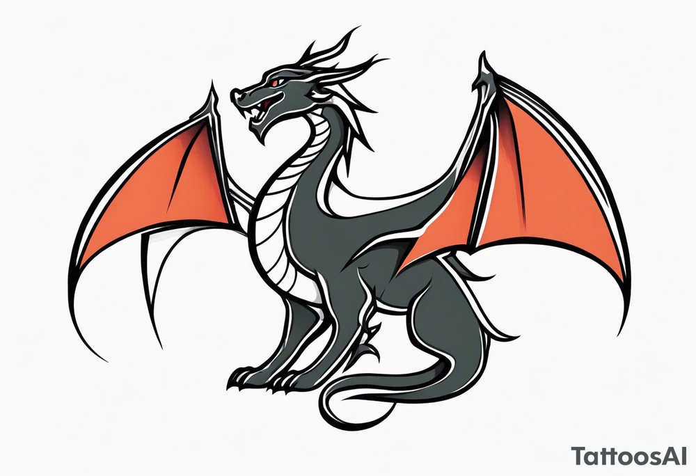 Dragon in color minimalism tattoo idea