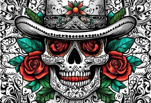 Mexico day of dead  man standing
 skeleton drink 4x6 cm tattoo idea