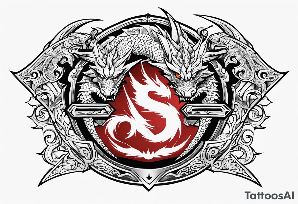 Valhalla fire sword shield dragon tattoo idea