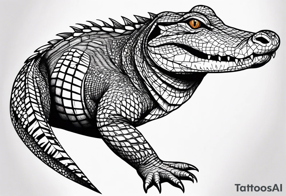 Full body Caiman with tail leg tattoo tattoo idea