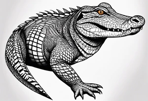 Full body Caiman with tail leg tattoo tattoo idea