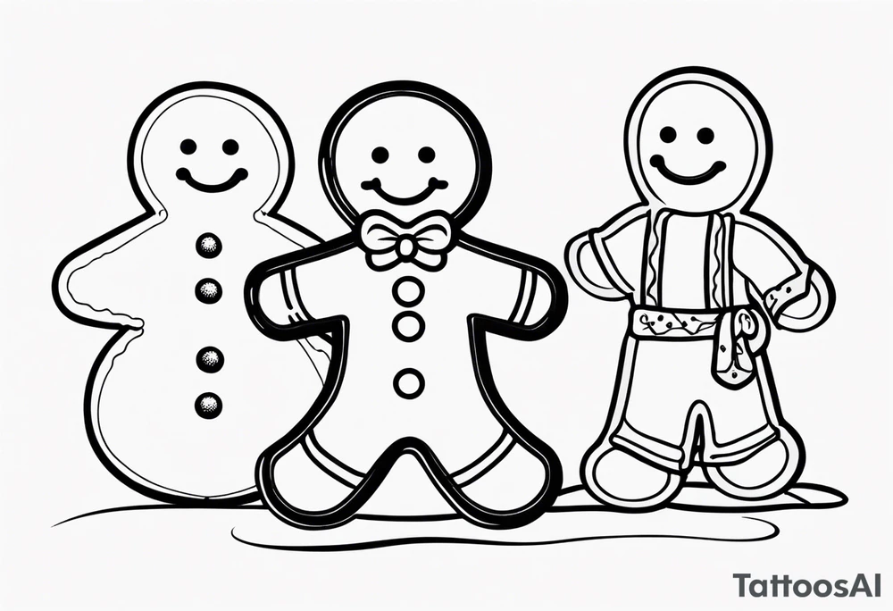 GINGERBREAD MAN WITH SNOMAN tattoo idea