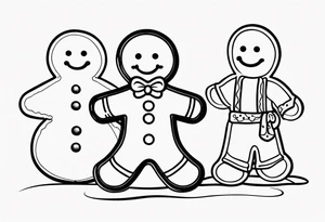 GINGERBREAD MAN WITH SNOMAN tattoo idea