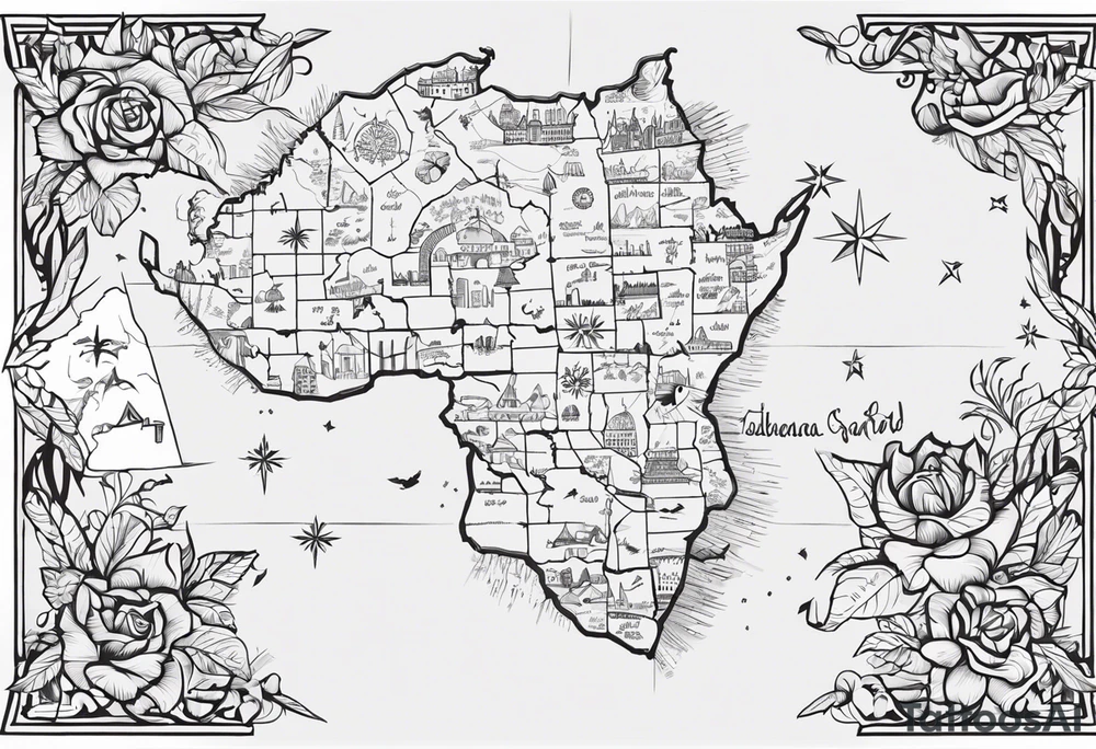 Mapa exacto de todo el territorio argentino que contenga el sol de mayo, ceibo, hornero, la siguiente frase "oid mortales el grito sagrado, libertad! Libertad!". Con orientación bélica y arraigado a la piel. tattoo idea
