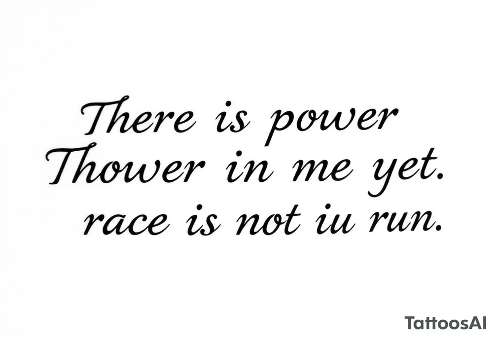There is power in me yet. My race is not yet run. tattoo idea