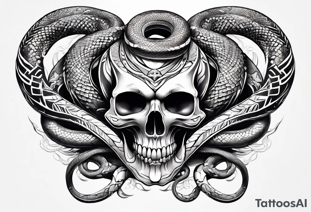 Skull and snake tattoo idea