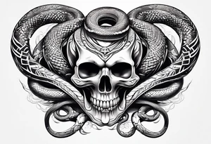 Skull and snake tattoo idea