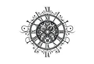 vintage roman numerals within ornate clockwork mechanism tattoo idea